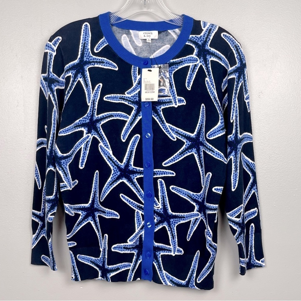 Crown & Ivy Blue Starfish Cardigan